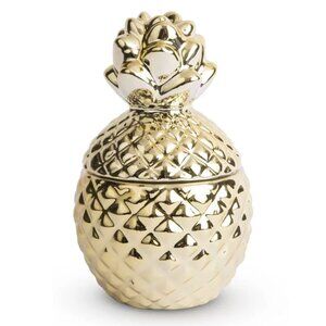 Gold Pineapple Jar Tropical Scented Candle By West Emory 1.76 Oz